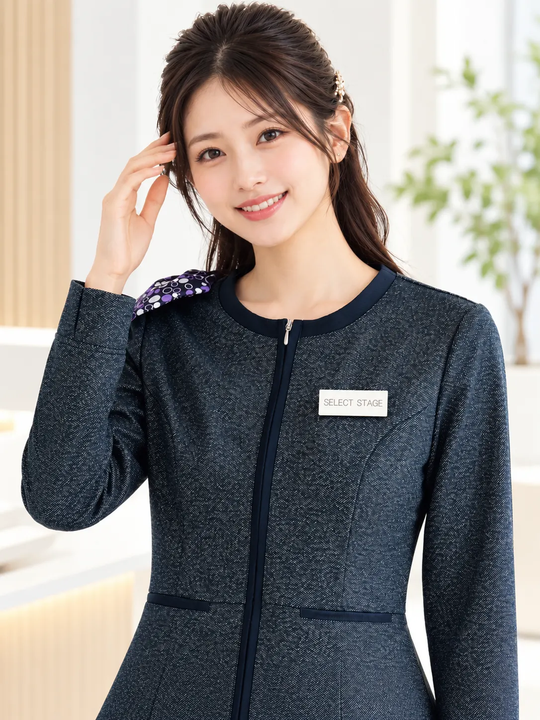SA492J メランジュニット ジャケット ネイビー 着用イメージ